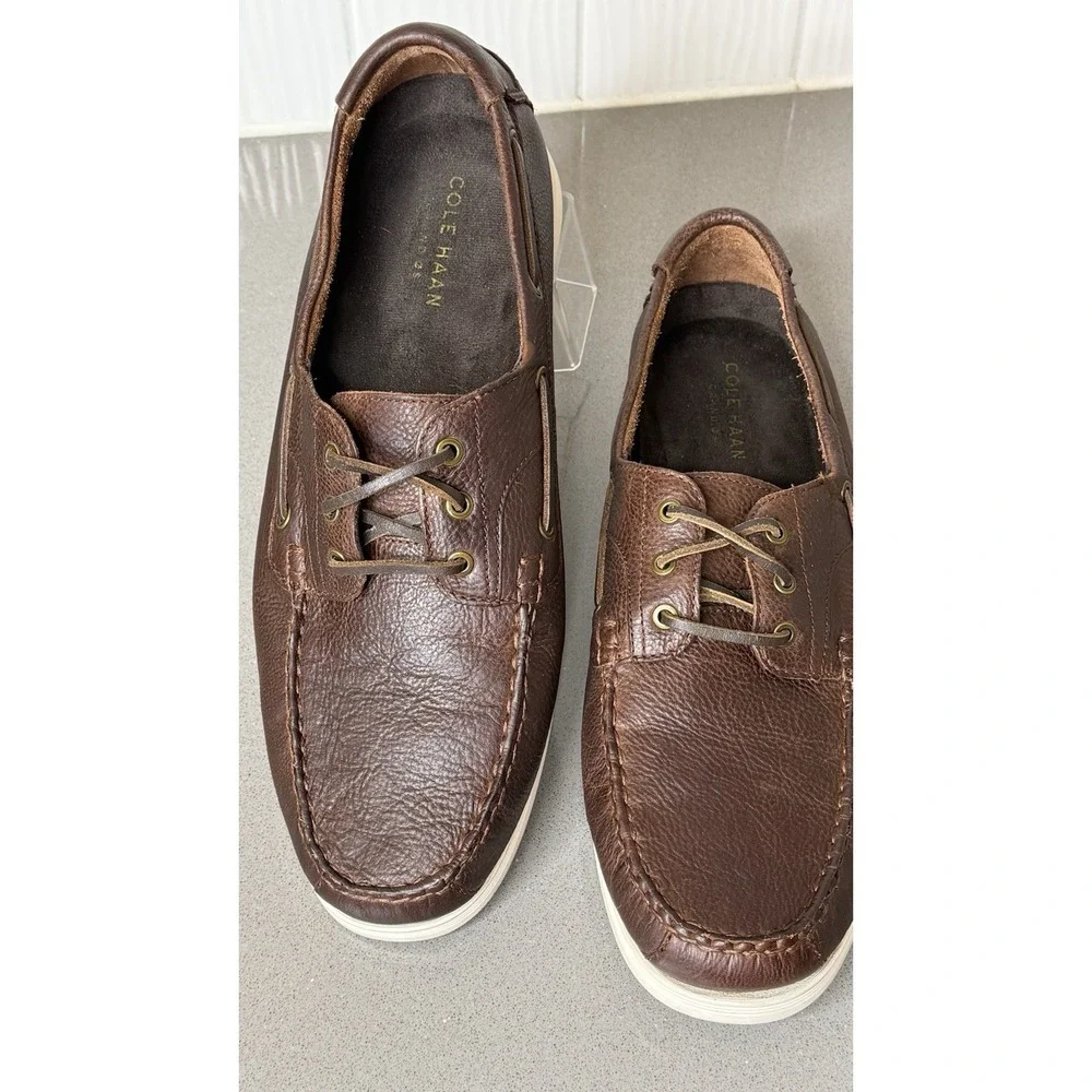 Cole Haan GRAND OS Men Boat Deck Shoes Casual Dk Brown C22865 Lace Up 11.5M GUC